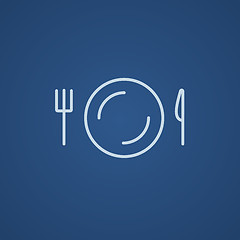 Image showing Plate with cutlery line icon.