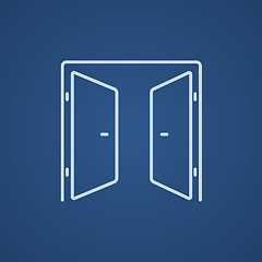 Image showing Open doors line icon.