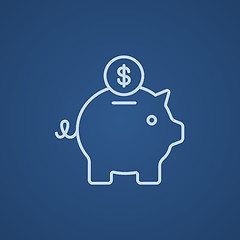 Image showing Piggy bank with dollar coin line icon.