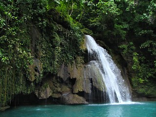 Image showing Tropical waterfall in jungle