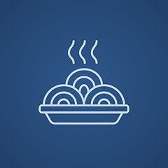 Image showing Hot meal in plate line icon.