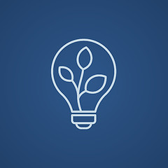 Image showing Lightbulb and plant inside line icon.