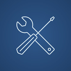 Image showing Screwdriver and wrench tools line icon.