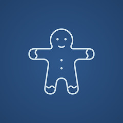 Image showing Gingerbread man line icon.