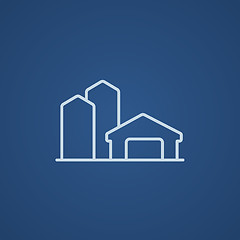 Image showing Farm buildings line icon.