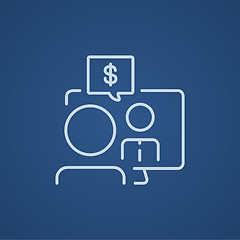 Image showing Business video negotiations line icon.