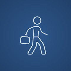 Image showing Businessman walking with briefcase line icon.