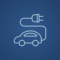 Image showing Electric car line icon.