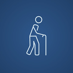 Image showing Man with cane line icon.