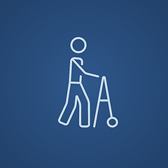 Image showing Man with walker line icon.