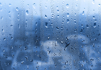 Image showing Water drops on glass