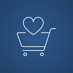 Image showing Shopping cart with heart line icon.