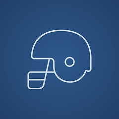 Image showing Hockey helmet line icon.