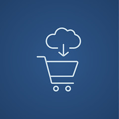 Image showing Online shopping line icon.