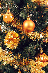 Image showing yellow decorated christmas tree 