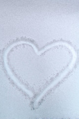 Image showing Heart drawn in the snow - a symbol of love