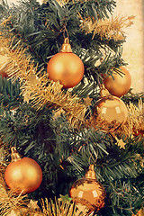 Image showing yellow decorated christmas tree 