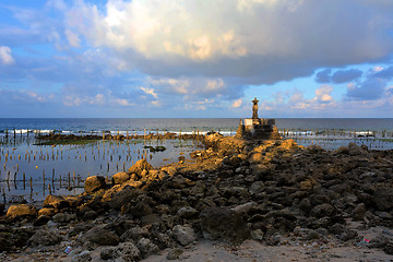 Image showing Small temple on the shore by the sea