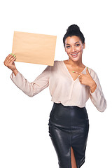 Image showing Smiling businesswoman with parcel