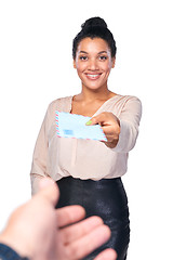 Image showing Smiling businesswoman with mail