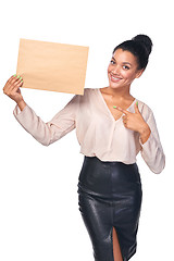 Image showing Smiling businesswoman with parcel