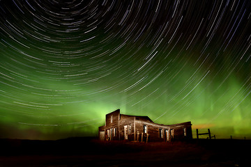 Image showing Northern Lights Canada Abandoned Building