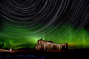 Image showing Northern Lights Canada Abandoned Building