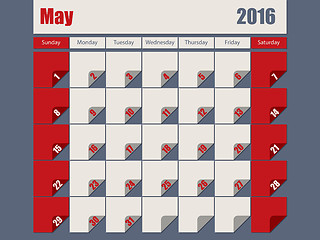 Image showing Gray Red colored 2016 may calendar