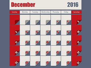Image showing Gray Red colored 2016 december calendar