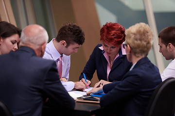 Image showing business people group sign contract