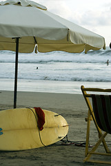 Image showing surfboard on beach ecuador