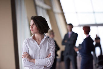 Image showing young startup  business woman portrait, lbured people group in b