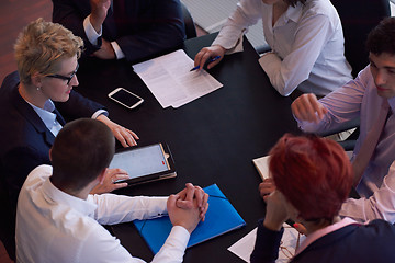 Image showing business people group on meeting at modern bright office