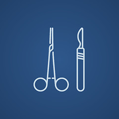 Image showing Surgical instruments line icon.