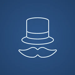 Image showing Hat and mustache line icon.