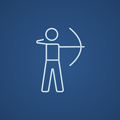 Image showing Archer training with bow line icon.