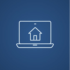 Image showing Smart house technology line icon.