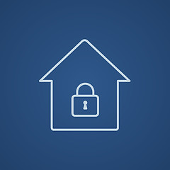 Image showing House with closed lock line icon.