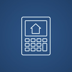 Image showing Calculator with house on display line icon.