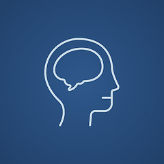 Image showing Human head with brain line icon.