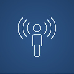 Image showing Man with soundwaves line icon.