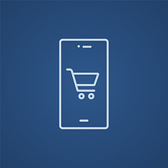 Image showing Online shopping line icon.