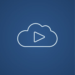 Image showing Cloud with play button line icon.