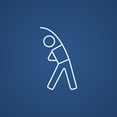 Image showing Man making exercises line icon.