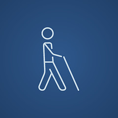 Image showing Blind man with stick line icon.