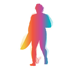 Image showing Surfer walking with surfboard