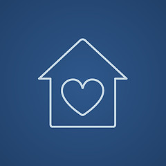 Image showing House with heart symbol line icon.