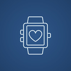 Image showing Smartwatch with heart sign line icon.