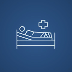 Image showing Patient lying on bed line icon.