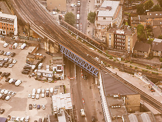 Image showing Retro looking Aerial view of London